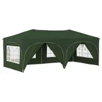 vidaXL Tienda de campaña para fiestas plegable, 575 x 288 x 245 cm, color verde, tela Oxford