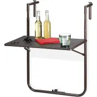 OEM Mesa plegable para balcón, con apariencia de ratán, resistente a la intemperie, con 3 niveles de altura, de 595 x 36 cm, color marrón