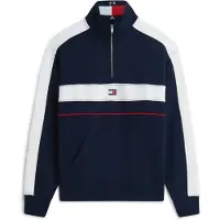 Tommy Hilfiger Sudadera 'Colour-blocked Quarter-zip Relaxed' azul oscuro / rojo / blanco