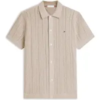 Tommy Hilfiger Cárdigan 'Relaxed Pointelle Short Sleeve With' beige