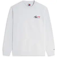 Tommy Hilfiger Sudadera 'Signature Logo Sueded' navy / gris moteado / rojo
