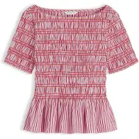 Tommy Hilfiger Blusa 'Smock Stripe Ruffle' antracita / rosa / rosa oscuro
