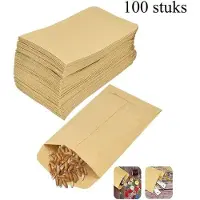 OEM Bolsas de papel kraft - Marrón - 10x6 cm - Paquete de 100 unidades, ideales para detalles y calendarios de adviento. Mini bolsas de papel kraft para bodas y Navidad