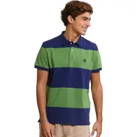 River Woods Custom Fit Striped Stretch Polo Royal Blue/belize Green Talla: XXL | Polos Outlet | Hombre | Verde