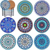 OEM Juego de posavasos de cerámica, 8 unidades, 10 cm, para bares, salones, decoración