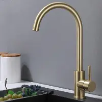 OEM Grifo de cocina de acero inoxidable con caño extensible de metal dorado, para lavaplatos. Grifo de cocina con agua caliente y fría, giratorio 360°