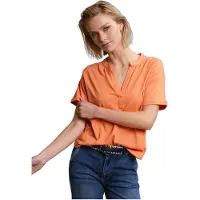 River Woods Orange Dotted V-neck T-shirt Talla: M | Camisetas de Seda Outlet | Mujer | Naranja