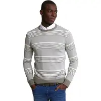 River Woods Custom Fit Cotton Striped Crew Neck Pullover Lt Safari Green Talla: M | Jerséis Outlet | Hombre | Verde