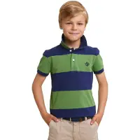 River Woods Custom Fit Striped Stretch Polo Royal Blue/belize Green Talla: 10 | Camisas Outlet | Unisex | Verde