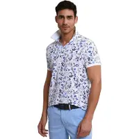 River Woods Custom Fit Cotton-linen Floral Polo White Talla: XXL | Polos Outlet | Hombre | Blanco