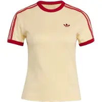 Adidas adidasCAMISETA ENTALLADA DE MANGA CORTA FINAS RAYAS XL Warm Vanilla / Team Victory Red / Preloved Scarlet Mujer