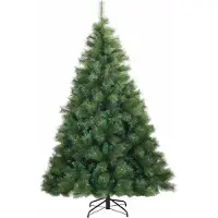 vidaXL Árbol de Navidad artificial con 300 luces LED, color verde, 210 cm, fabricado con materiales PE y PVC
