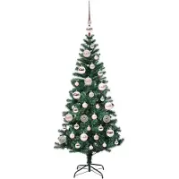 vidaXL Árbol de Navidad artificial con luces LED integradas, color verde, 120 cm