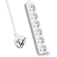 Helos Regleta de enchufes CLASSIC, 6 enchufes, blanca, 5,0 metros, sin interruptor
