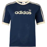 Adidas Originals Camiseta 'Linear' beige claro / azul oscuro