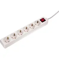 As Schwabe Regleta de enchufes Schwabe con 6 tomas, interruptor, 230 V, cable de 1,4 metros, protección contra el contacto y color blanco