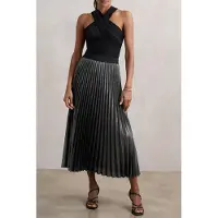 Reiss Occasion Pleat Skirt Charcoal Grey Talla: 18 | Faldas Midi Outlet | Mujer | Negro