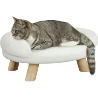 PawHut Sofá para gatos de con respaldo, dimensiones 47 x 40 x 20 cm, color crema
