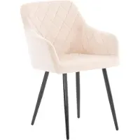 CLP Silla para comedor Shila, tapizada en terciopelo, con acolchado y protectores para el suelo. Color: beige. Material: terciopelo