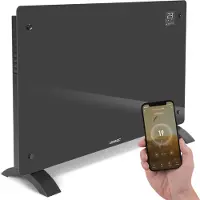 Vonroc Calefactor eléctrico de lujo - Convector - Panel de vidrio - 2000W - Gris | WIFI