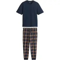 Next Pijama largo navy / marrón / blanco