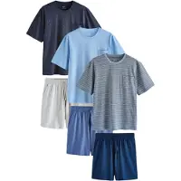 Next Pijama corto navy / azul claro / azul oscuro / gris moteado