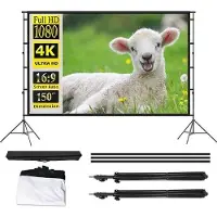 OEM Pantalla de proyección de 150 pulgadas con protección contra arrugas – Pantalla portátil de 16:9 para uso en exteriores
