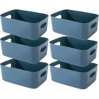 OEM Caja de almacenamiento de plástico - Con asas - 6 unidades - Azul - 20x15x7 cm