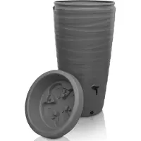 Markenlos Depósito de agua de lluvia de 240 litros, diseño Wave, fabricado en plástico. Incluye grifo. Colector de agua de lluvia para jardín. Color: gris