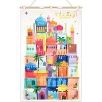 OEM Calendario de Adviento reutilizable para el Ramadán con 30 bolsillos | Decoración multicolor para el Eid | Calendario con botones para contar los días del Ramadán | 10 x 10 cm - Ramadán Mubarak