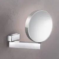 OEM Espejo de maquillaje y afeitado cromado con brazo articulado, espejo de pared redondo para maquillaje con aumento de 3x