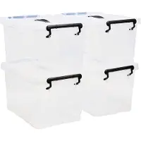 OEM Cajas apilables de plástico con tapa - Contenedores transparentes apilables - Con asa - Tapa de cierre - 533 x 381 x 254 cm - Juego de 4 unidades