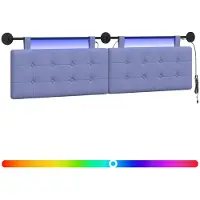 Syfax Cabecero colgante Con luz LED Azul jeans Tela