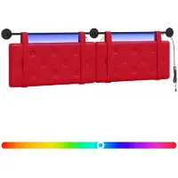 Syfax Cabecero colgante Con luz LED Rojo Cuero sintético