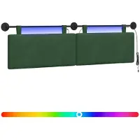 Syfax Cabecero colgante Con luz LED Verde Selva Tela de Pana