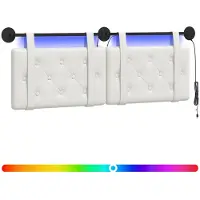 Syfax Cabecero colgante Con luz LED Blanco Cuero sintético