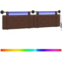 Syfax Cabecero colgante Con luz LED Marrón Cuero sintético