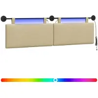 Syfax Cabecero colgante Con luz LED Verde Claro Gris Tela de Pana