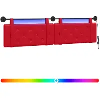 Syfax Cabecero colgante Con luz LED Rojo Cuero sintético