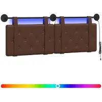 Syfax Cabecero colgante Con luz LED Marrón Cuero sintético