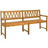 vidaXL Banco de exterior, madera maciza de acacia, color natural, 180 x 55,5 x 90 cm
