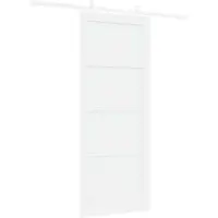 vidaXL Puerta corredera blanca de , 83 x 202 cm, fabricada en madera maciza de pino