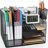 OEM Organizador de escritorio de 4 niveles, organizador de carpetas apilable, ganchos para ordenar revistas, archivador de oficina, ideal para guardar carpetas en el escritorio
