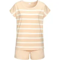 s.Oliver Pijama de pantalón corto beige / blanco
