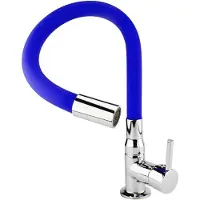 OEM Grifo de bañera con agua fría, con mando de ducha fijo, para baño y aseo – Cromo y azul