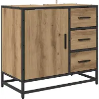 vidaXL Juego de muebles de baño de 3 piezas, estilo artesanal, madera laminada imitación roble