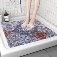 Azomor Alfombrilla antideslizante cuadrada para ducha, con orificio de desagüe, para uso en interiores