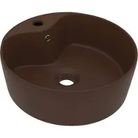 Syfax Lavabo y rebosadero cerámica marrón oscuro mate 36x13 cm