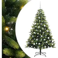 Syfax Árbol de Navidad artificial plegable, con 300 luces LED verdes, de 180 cm, fabricado en PVC y PE