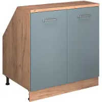 Vicco Armario de cocina para techo inclinado R-Line Gris azulado 80 cm con 2 puertas, 60 cm de profundidad, Model 60082